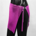 Detail of fuchsia sequin mini skirt with side slit and silver metal chain buckles - Side Slit Style 2 (One Size)