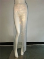 Vestido largo sexy de malla con diamantes de imitación blancos y abertura lateral - Talla única / Falda Blanca con Diamantes AB