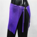 Detail of purple metallic sequin mini skirt featuring mesh texture and side chain buckle - Chain Adjustable Style 2 (One Size)