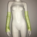 Gros plan sur les manches en résille vert néon avec des cristaux de strass brillants - Vert