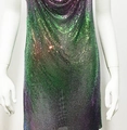 Sexy green and purple gradient metal mesh dress with sparkling sequin finish - AB Color