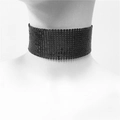 Macro detail of high-quality black metal mesh sequins on a wide fashion choker necklace - 4cm Choker / Black