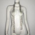 Funkelndes Set aus silbernem Strass-Halsband und langer Krawatte für Damen-Partywear - Silber