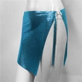 Sexy mini skirt for women with metallic blue sequins and side slit chain detail - Metal Chain Link Style 2 (One Size)