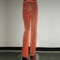 Funkelnde orangefarbene Strass-Netzhose mit hoher Taille und weitem Beinschnitt - Orange Hose