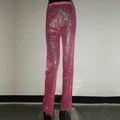 Funkelnde rosarote Netzose mit Strasssteinen, transparente High-Waist-Partyhose für Damen - Magenta Weite Hose
