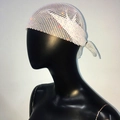 Fashionable sparkling rhinestone mesh headwrap for festivals with adjustable tie design - White Iridescent Rhinestone