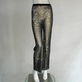 Pantaloni a rete neri a vita alta con strass colorati per feste e discoteche - Pantaloni Neri