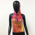 Detail van roze pailletten top met capuchon en kleurverloop voor damesmode - M / Irillerend Rood