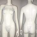 Set bikini in strass argento con top allacciato al collo e slip con lacci laterali - Taglia unica / Bianco