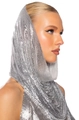 Capuche en maille métallique argentée et foulard à paillettes pour soirées et fêtes - Hauts / Foulard Uniquement / Argent