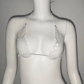 Dettaglio del top a rete con strass argento e particolari in cristallo scintillante - Taglia unica / Stile 129 Bianco (5412714088799)