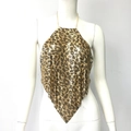 Dettaglio di paillettes metalliche leopardate con catena dorata e fondo a punta - S / Maculato Oro