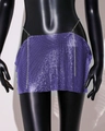 Close-up of bright purple metal mesh mini skirt with shiny sequins and chain belt - One Size / Purple