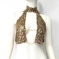 Dettaglio top leopardato con paillettes metalliche e catena dorata per festival - S / Maculato Oro