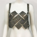 Sparkly rhinestone grid camisole top in dark metal mesh for festive party wear - One Size / Black