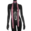 Fonkelende roze strass metalen pailletten smalle sjaal voor dames nachtclub outfits - Roze