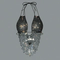 Sexy schwarzes Strass-Neckholder-Top mit Dreiecksnetz-Fransen für Party und Clubwear - S / Schwarz