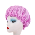 Cuffia da notte classica in raso lilla con bordo in pizzo per cura dei capelli - Viola Chiaro
