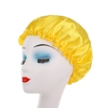 Cuffia da notte classica in raso giallo brillante con bordo in pizzo per capelli - Giallo