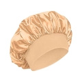 Schlafmütze aus champagnergoldenem Satin mit elastischem Band zum Schutz der Haare - Gold