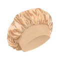 Haarpflege-Schlafmütze aus champagnerfarbenem Satin mit breitem elastischem Kopfband - Khaki