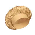 Elastische Satin-Schlafhaube mit breitem Rand für Damen in Luxus-Champagnergold - Gold