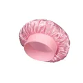 Rosa Satin-Schlafmütze mit breitem Elastikband für nächtlichen Haarschutz und Pflege - Rosa