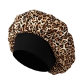 Schlafmütze aus Satin mit Leopardenmuster und elastischem breitem Band für Damen - Leopardenprint
