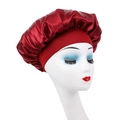 Kids burgundy satin sleep cap with wide elastic band for hair protection and comfort - Burgundy