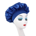 Kids wide band satin sleep bonnet in royal blue for hair protection and comfort - Royal Blue
