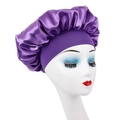 Purple satin sleep cap for toddlers with elastic wide band for hair protection - Dark Purple