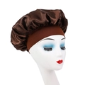 Dark brown wide-band satin bonnet for kids, smooth silk-like texture and high elasticity - Coffee