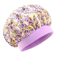 Kids satin sleeping cap with floral print and purple elastic band for hair care - Floral Purple