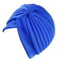 Turbat bleu vif pour femmes avec un nœud croisé élégant et un design plissé moderne - Bleu Saphir