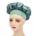 Elastische Satin-Schlafhaube mit breitem Band zum Haarschutz in Türkisgrün - Grasgrün