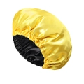 Adjustable satin sleep bonnet with yellow and black double layers and elastic band - Yellow+Black
