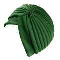 Turbant plissé vert foncé pour femme avec nœud croisé en tissu tricoté élastique - Vert Foncé