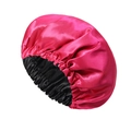 Elastic satin bonnet for hair care in dual-layer rose red and black silky fabric - Rose Red and Black
