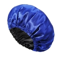 Double-layered elastic satin hair bonnet in royal blue and black for hair protection - Royal Blue + Black