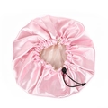 Cuffia da notte in raso rosa con cordino regolabile e finitura setosa per capelli - Taglia unica / Rosa