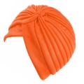 Turbant orange vif pour femmes avec un nœud élégant sur le devant et un tissu en maille plissée - Orange