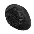 Elastic black satin hair bonnet for women sleeping hair care protection with shiny finish - Black + Black