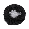 Cuffia da notte in raso nero con fibbia regolabile e fodera argento per cura dei capelli - Taglia unica / Nero