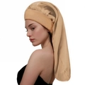 Bonnet de nuit long en satin doré champagne avec large bande élastique pour cheveux - Or