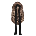 Leopard print satin sleep cap with long black ribbons and elastic edge for hair care - Leopard Print