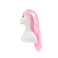 Roze satijnen slaapmuts voor lang haar met brede elastische band voor haarverzorging - Roze