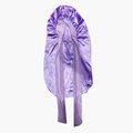 Purple satin bonnet with long ribbons for hair care and styling protection - Violet