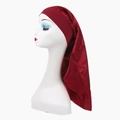 Elastic wide band long satin sleep bonnet for hair protection in burgundy wine red color - Burgundy