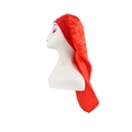 Elastic satin long bonnet in bright red finish for hair protection and sleeping - Red